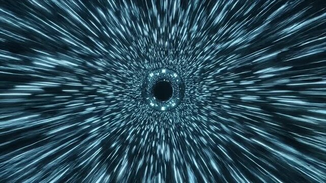 Abstract Blue Light Speed Warp Tunnel Energy Vortex Time Travel Sci-Fi Hyperjump Background Animation Seamless Loop