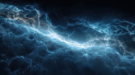 Celestial Tempest: A breathtaking panorama of electrical storm clouds, their forms and light creating a compelling and naturalistic artwork.