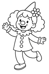 Coloring book for children, coloring clown girl.