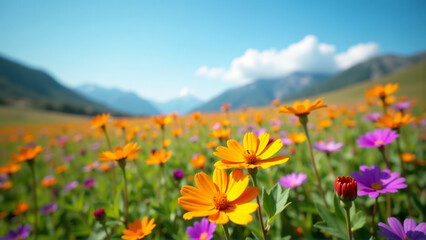 Obraz premium Dynamic Wildflower Vista: Energetic Copy Space