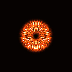 Fototapeta premium Fiery Energy Burst – Abstract Radial Flame on Black Background