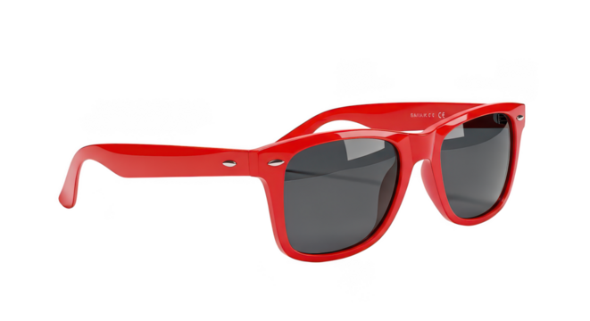 Bold Red Sunglasses With Dark Lenses Isolated On Black Background - Powered by Adobe