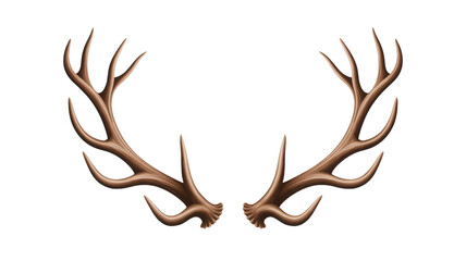 Christmas antlers isolated on transparent background, brown and symmetrical, perfect for a rustic or woodland themed design or decoration