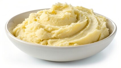 Creamy mashed potatoes in a white bowl food side dish