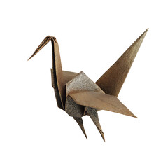 Origami crane isolated on transparent background, a symbol of peace and longevity