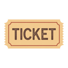 Vintage ticket isolated on transparent background, retro style admission pass for event or show