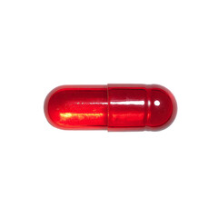 Red capsule isolated on transparent background, a pharmaceutical product for health