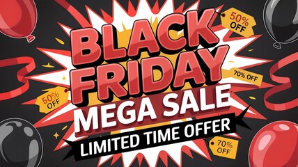 Black Friday Flash Sale Poster with Balloons