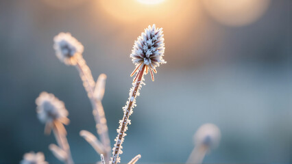 Dreamy Winter Veil: Softly Frosted Botanical Art