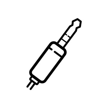 audio jack plug connector -  line vector icon