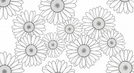 Elegant daisy arrangement in black and white floral design minimalist style illustration