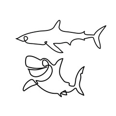 Minimalist Shark Artwork – Elegant Marine Line Drawing