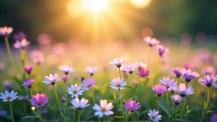 Fototapeta premium Sunlight Whispers: Airy Floral Vertical Story Background