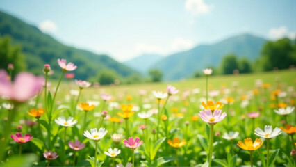 Fototapeta premium Lush Vista: Vertical Wildflower Meadow for Digital Stories