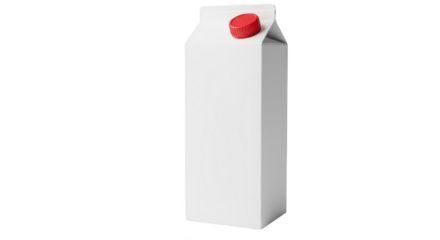 Blank White Milk Carton With Red Cap On Black Background