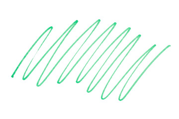 Green marker zigzag brush strokes isolated on transparent background