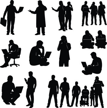 Silhouette Communication Concept Vector Set &ndash; People in Discussion and Team Interaction Poses.