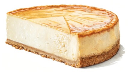 Watercolor cheesecake slice with graham cracker crust