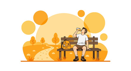 A Person Drinking Water And Relaxing Outside While Being Surrounded by Nature