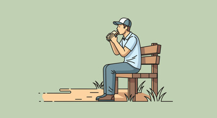 A Person Enjoying a Sandwich While Sitting on a Wooden Bench in a Park