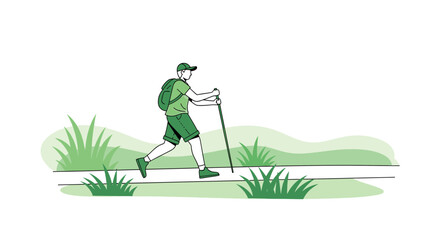 A Person Enjoying Nature While Hiking in the Open Air: Energetic Activity