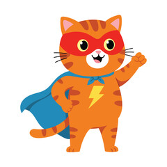 Cute Superhero Cat Vector Illustration Mascot Character