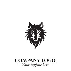 Fierce Head of Wolf Logo Symbol in Black on White Background with Bold Minimalist Modern Design