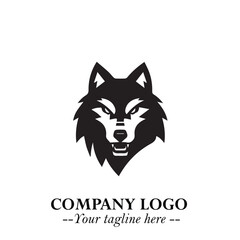Fierce Head of Wolf Logo Symbol in Black on White Background with Bold Minimalist Modern Design