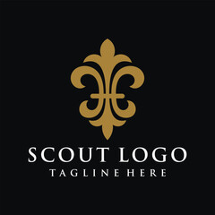 minimalist golden scout sword logo design template	