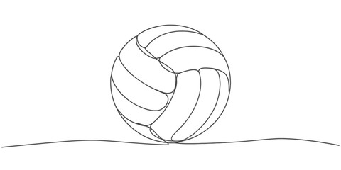 Elegant volleyball illustrated with a single continuous line art style minimalist sketch vector