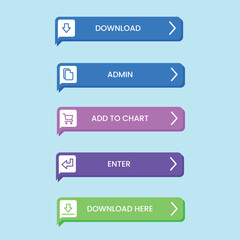Obraz premium Download Buttons with Various Actions Admin, Add to Cart, Enter, and Download Options
