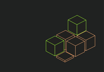 Abstract Geometric Cubes Illustration on a Dark Background A Modern and Minimalist Design Concept