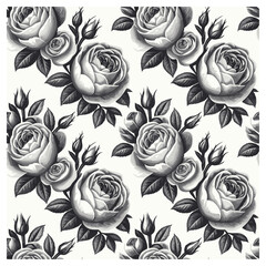 This sophisticated floral design features beautifully shaded gray roses with intricate detailing on a soft lavender background. The monochrome flowers contrast beautifully with the pastel backdrop.