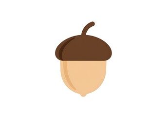 Stylized Acorn Icon with Brown Cap and Beige Body on White Background