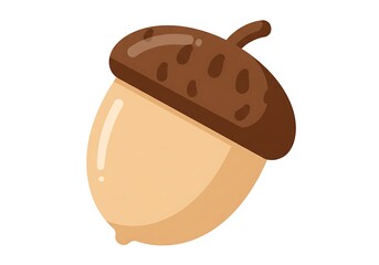 Cute Cartoon Acorn Illustration Isolated on White Background