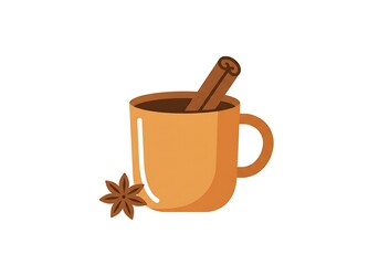 Warm Spiced Drink Mug with Cinnamon Stick and Star Anise Illustration