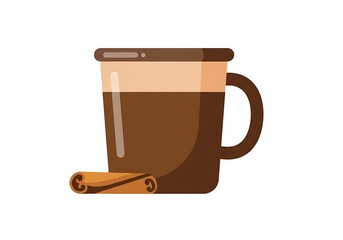 Cinnamon Spiced Hot Drink Mug Vector Illustration. Coffee, Tea, or Hot Chocolate Flat Design Icon