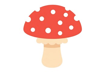 Adorable Red Mushroom with White Dots Illustration. Whimsical Fly Agaric Toadstool Graphic for Nature, Fantasy, and Children's Designs.