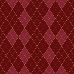Classic Maroon Argyle Pattern with Diagonal Lines, Seamless Textile Design for Sweaters, Socks, and Fashion Backgrounds