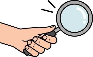 Hand holding a magnifying glass a tool for investigation, research, and exploration searching for something