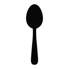 Simple black spoon icon silhouette minimalist utensil design for food and dining graphics