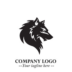 Fierce Head of Wolf Logo Symbol in Black on White Background with Bold Minimalist Modern Design