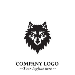 Fierce Head of Wolf Logo Symbol in Black on White Background with Bold Minimalist Modern Design