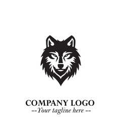 Fierce Head of Wolf Logo Symbol in Black on White Background with Bold Minimalist Modern Design
