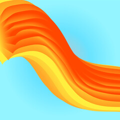 Abstract orange wave vector design with a flowing curve line pattern on a light backdrop for colorful banner illustration