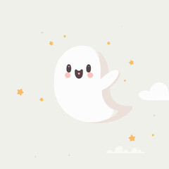 Cute cloth ghost cartoon illustration