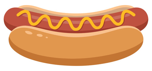 classic hot dog with mustard illustration