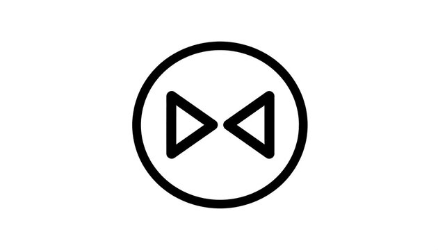A black and white circular icon of a stylized bowtie symbol