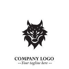 Fierce Head of Wolf Logo Symbol in Black on White Background with Bold Minimalist Modern Design