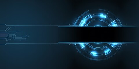 Futuristic Digital HUD Interface with Blue Neon Glow photo. Futuristic Digital Technology Background .Artificial Intelligence Data Flow Background.